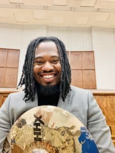 Torrance with Sabian crash cymbals.