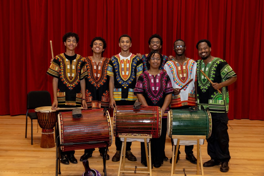 West African Drumming Protégés in dashikis for West African Drumming