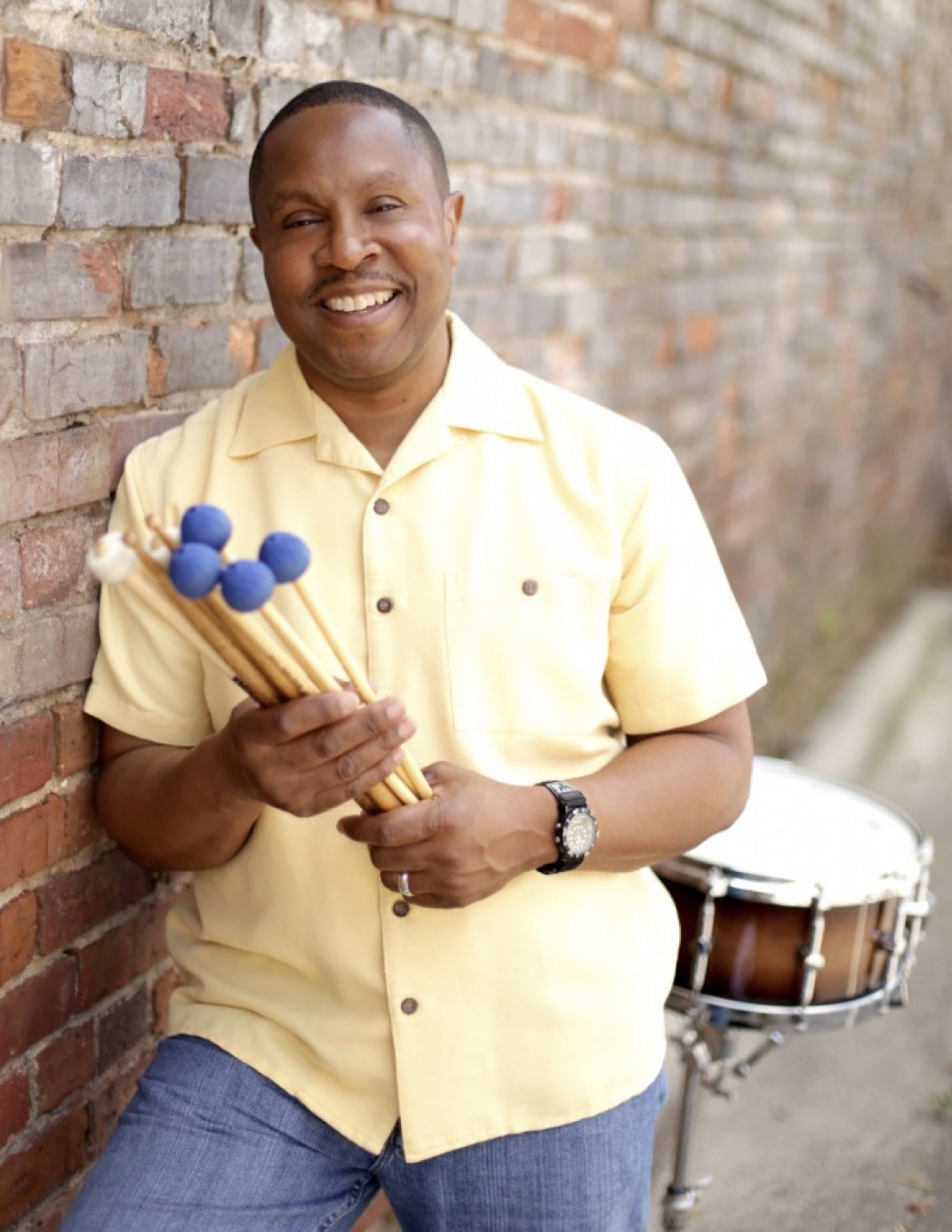 Don Parker Don Parker with mallets in front of a snare drum